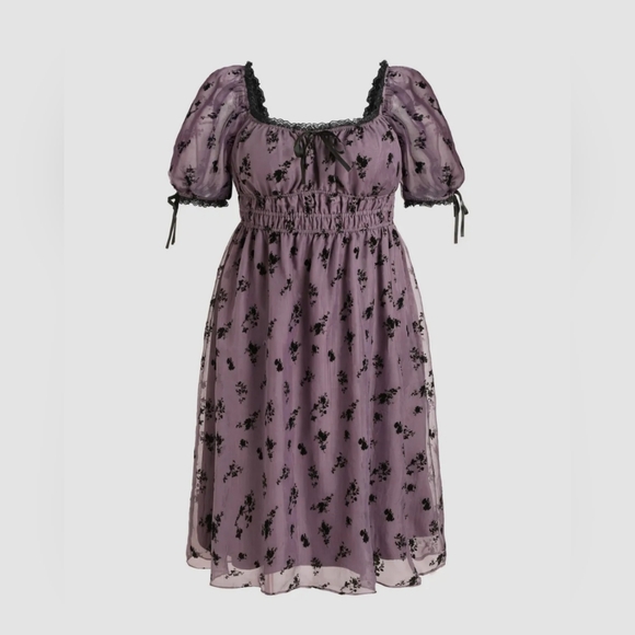 NWT Cider 2X  Purple Floral Maxi Dress - Picture 4 of 6